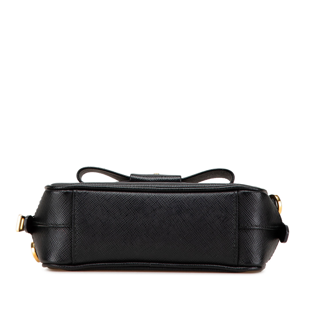 Saffiano Fiocco Bow Camera Bag Black - Gaby Paris