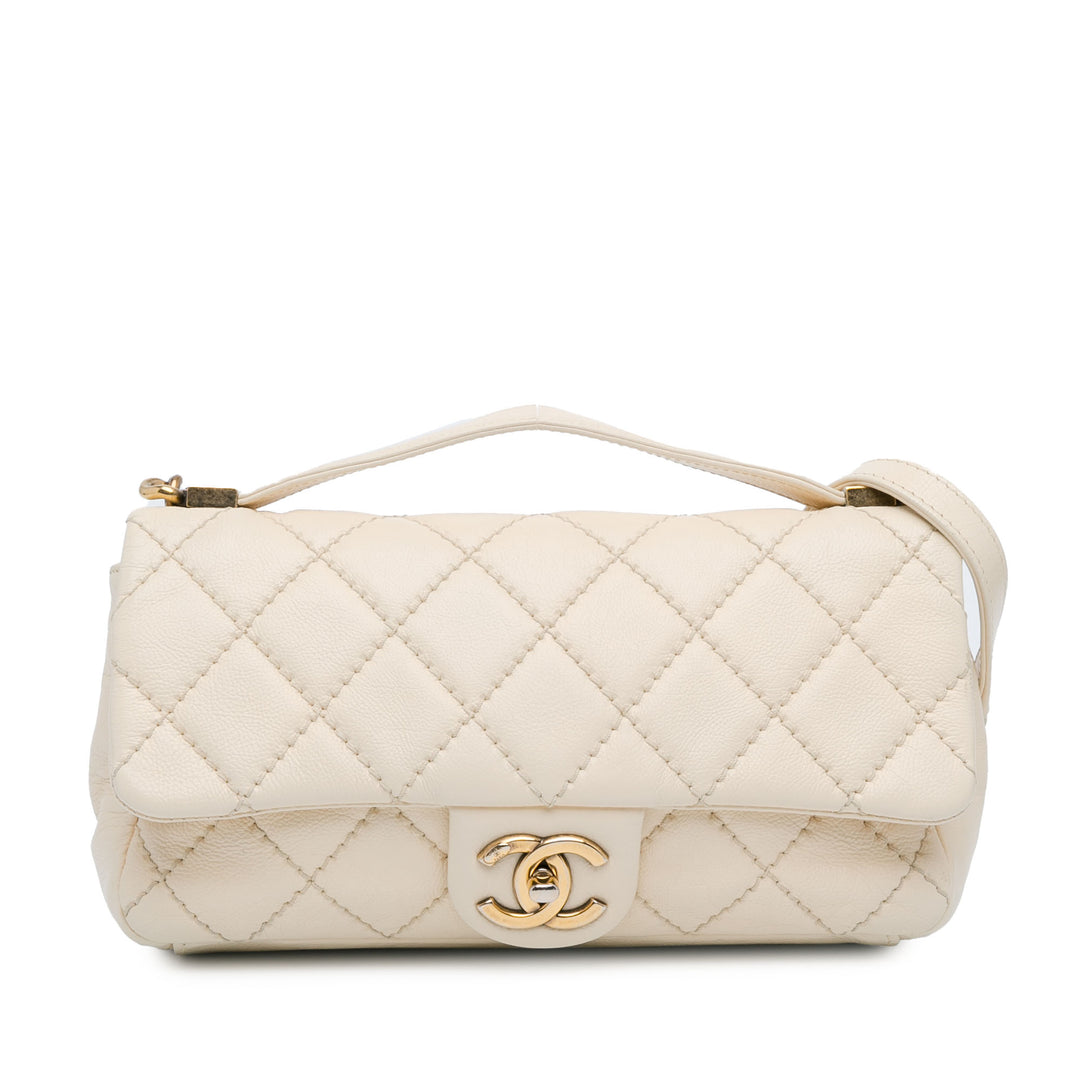 Medium Calfskin Urban Day Flap White - Gaby Paris