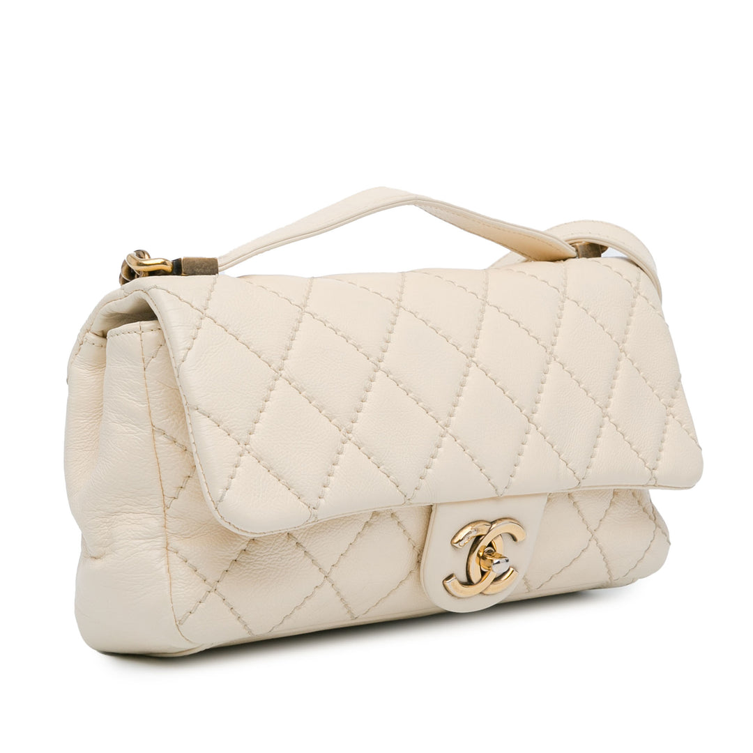 Medium Calfskin Urban Day Flap White - Gaby Paris