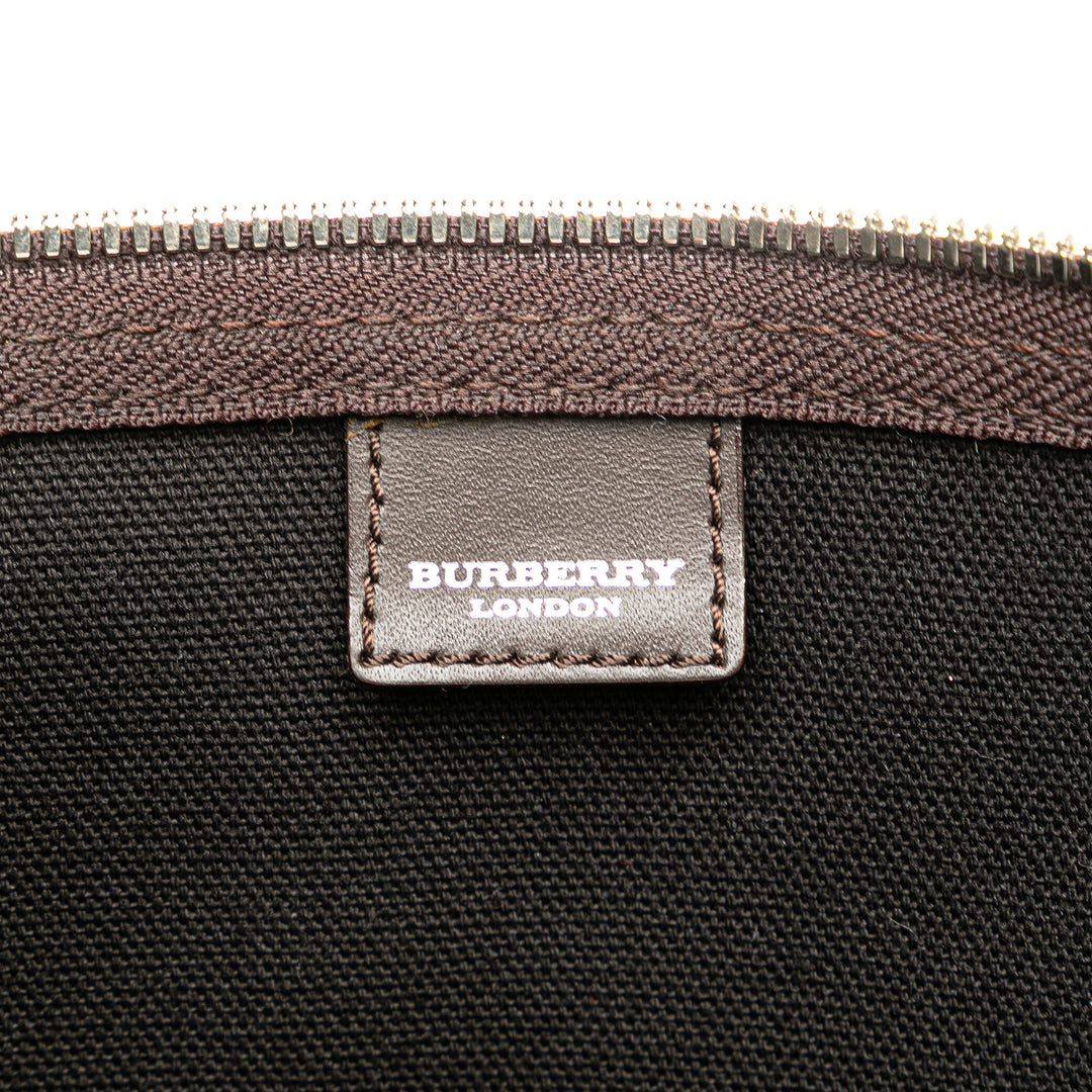 Tonal Check Coated Canvas Travel Bag Brown - Gaby Paris