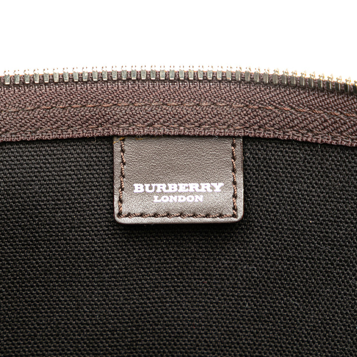 Tonal Check Coated Canvas Travel Bag Brown - Gaby Paris