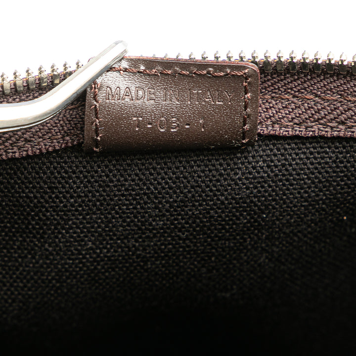 Tonal Check Coated Canvas Travel Bag Brown - Gaby Paris