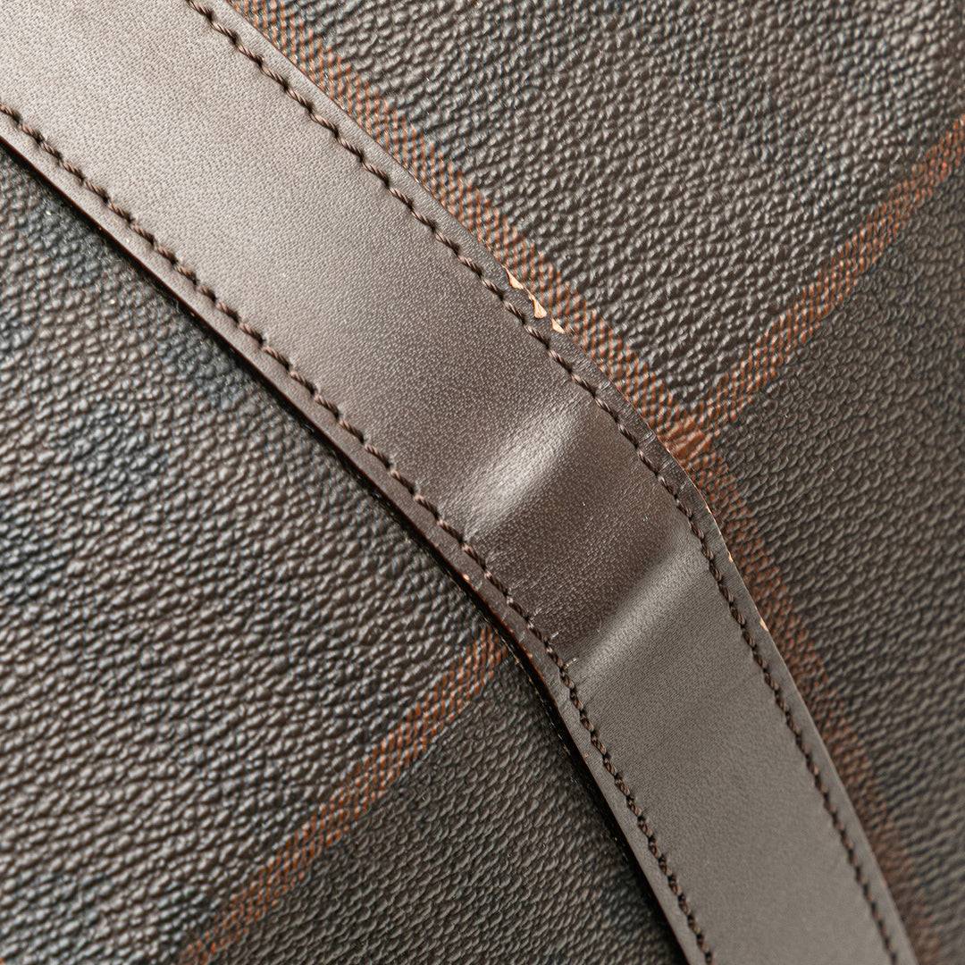 Tonal Check Coated Canvas Travel Bag Brown - Gaby Paris