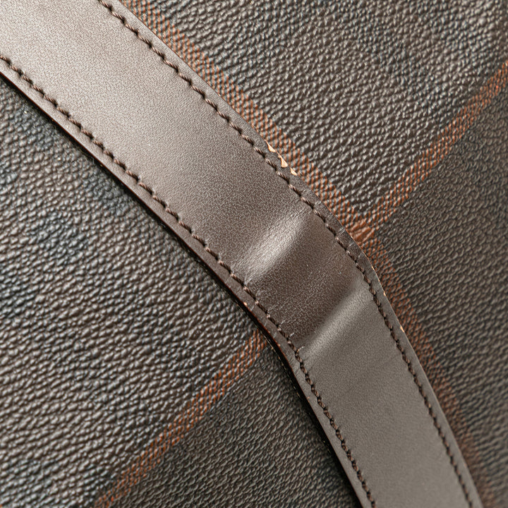Tonal Check Coated Canvas Travel Bag Brown - Gaby Paris