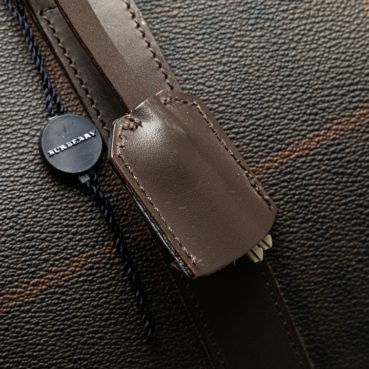 Tonal Check Coated Canvas Travel Bag Brown - Gaby Paris