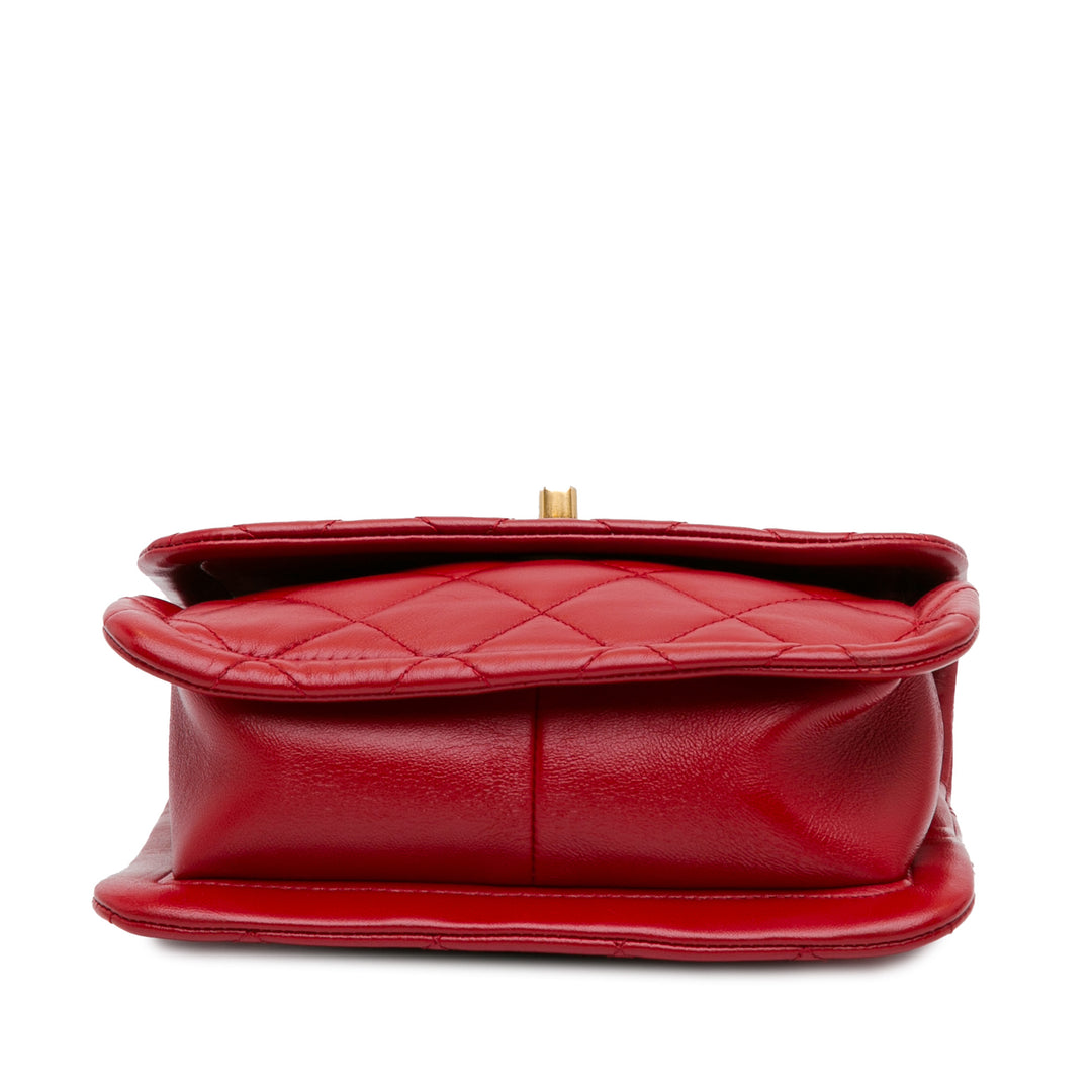 Mini Quilted Lambskin Soft Square Flap Red - Gaby Paris