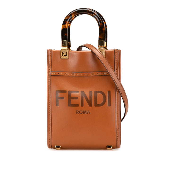 Mini Leather Sunshine Shopper Tote Brown - Gaby Paris
