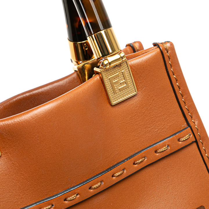 Mini Leather Sunshine Shopper Tote Brown - Gaby Paris