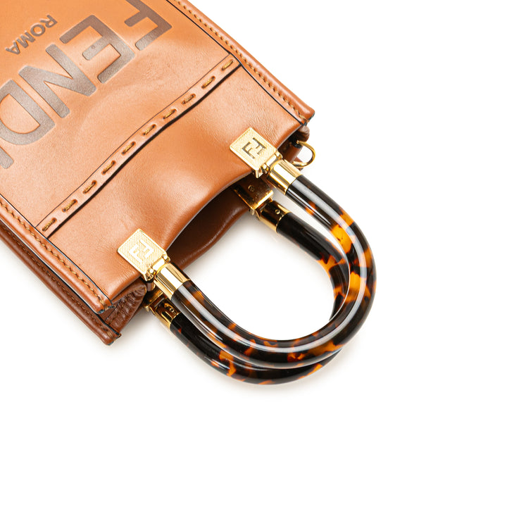 Mini Leather Sunshine Shopper Tote Brown - Gaby Paris