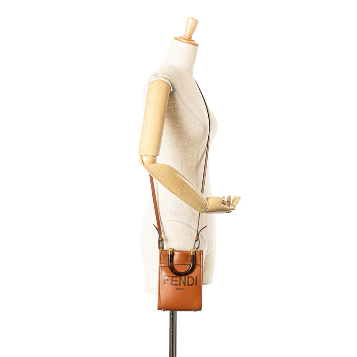 Mini Leather Sunshine Shopper Tote Brown - Gaby Paris
