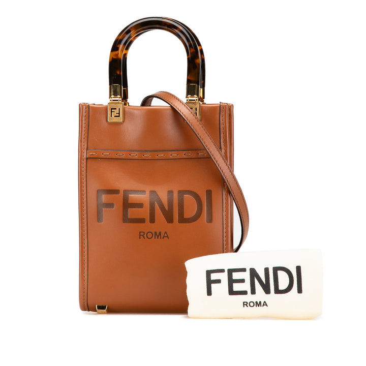 Mini Leather Sunshine Shopper Tote Brown - Gaby Paris