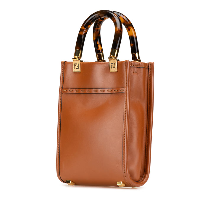 Mini Leather Sunshine Shopper Tote Brown - Gaby Paris