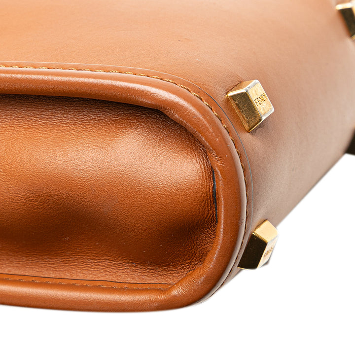 Mini Leather Sunshine Shopper Tote Brown - Gaby Paris