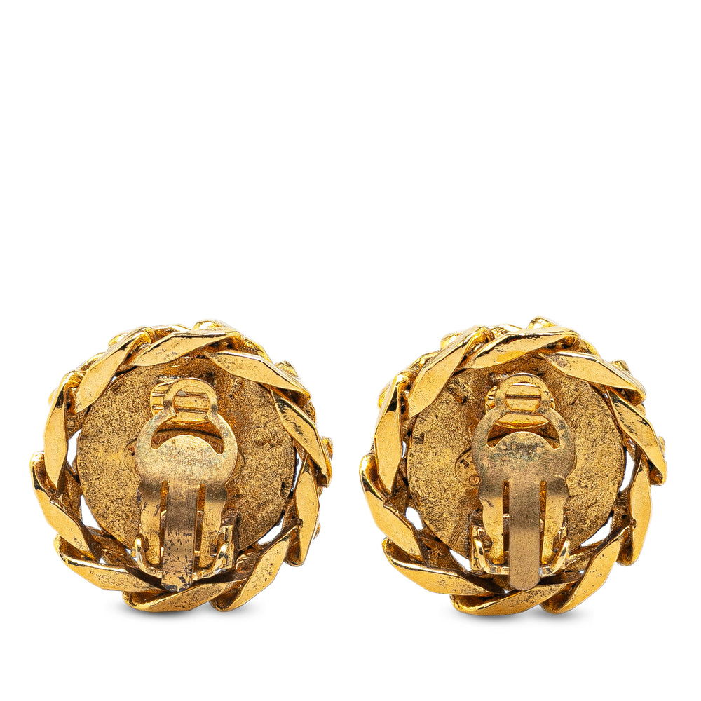 Gold Plated CC Crystal Clip On Earrings Gold - Gaby Paris