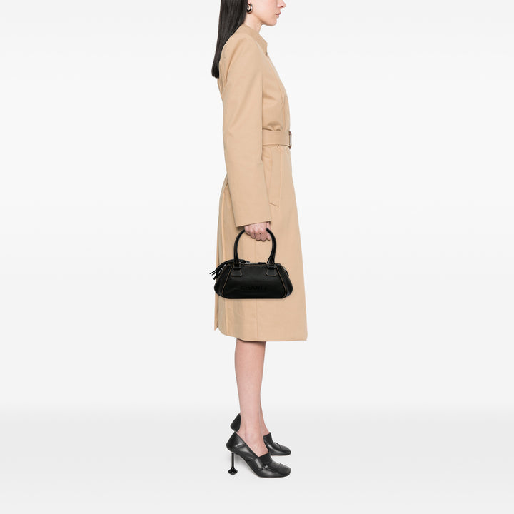 Medium Pebbled Calfskin LAX Tassel Handbag Black - Gaby Paris