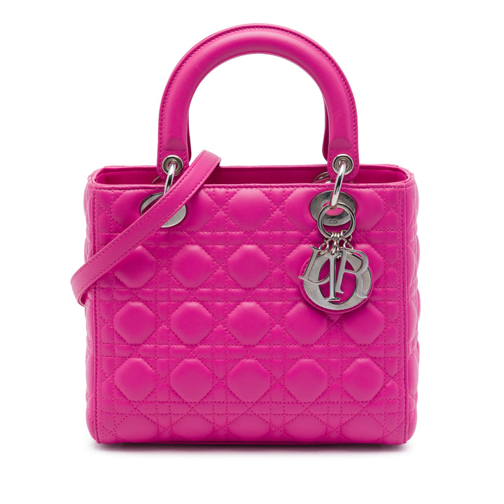 Dior Lady Dior Cannage Moyen Cuir d'agneau Rose – vue principale – GABY PARIS
