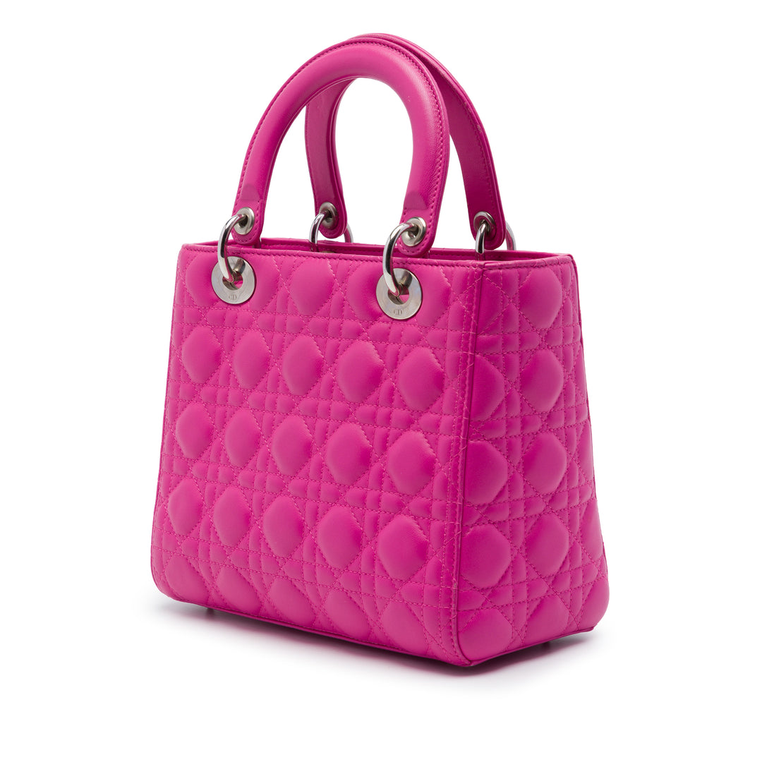 Dior Lady Dior Cannage Moyen Cuir d'agneau Rose – vue 2 – GABY PARIS