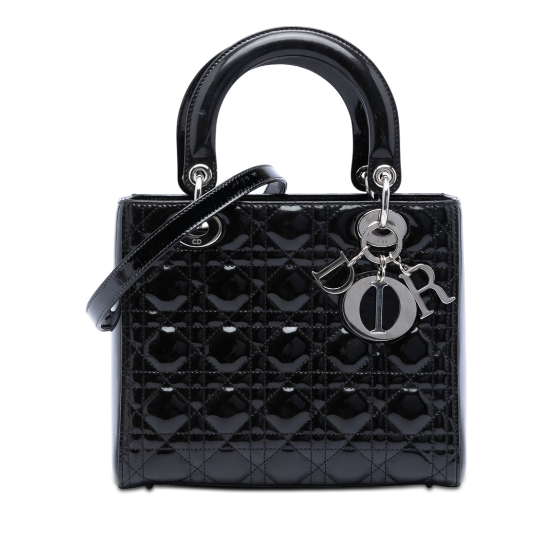 Dior Medium Cuir verni Cannage Lady Dior
