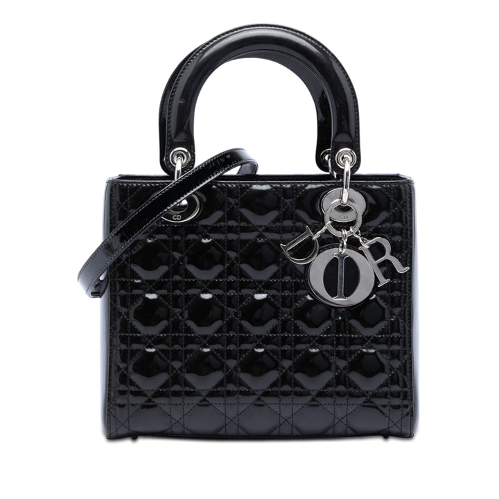 Dior Medium Cuir verni Cannage Lady Dior