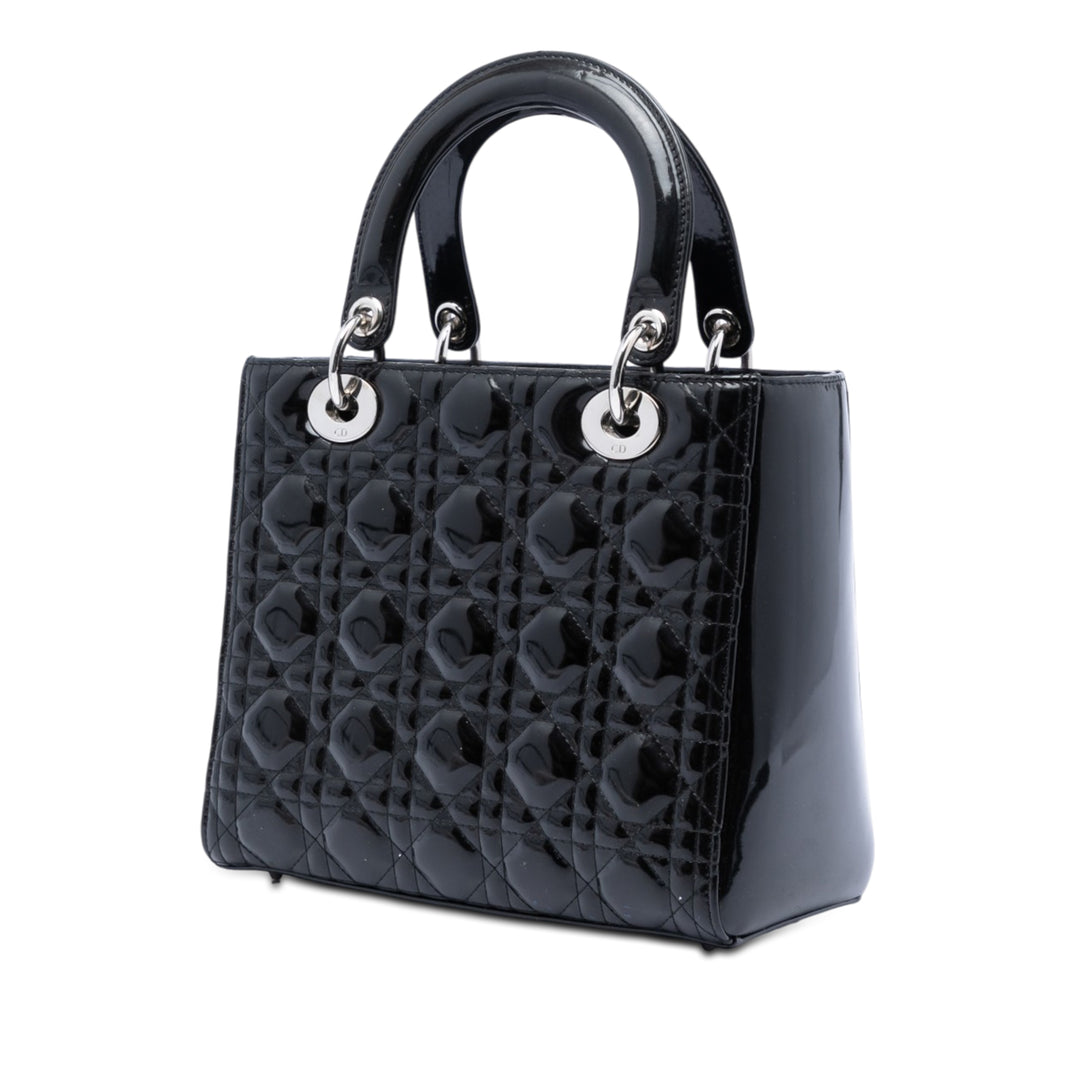 Dior Medium Cuir verni Cannage Lady Dior