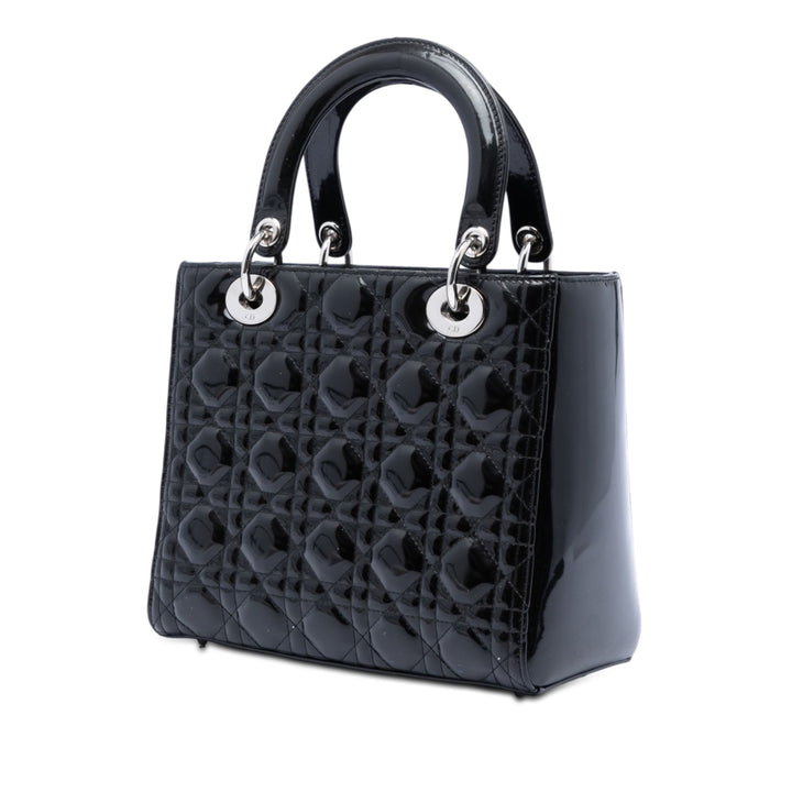 Dior Medium Cuir verni Cannage Lady Dior