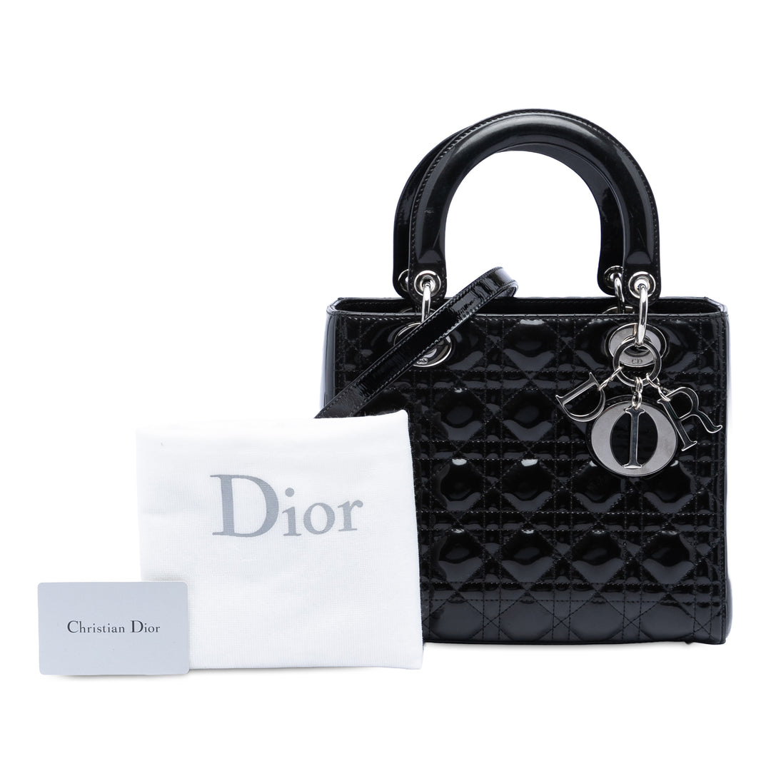 Dior Medium Cuir verni Cannage Lady Dior