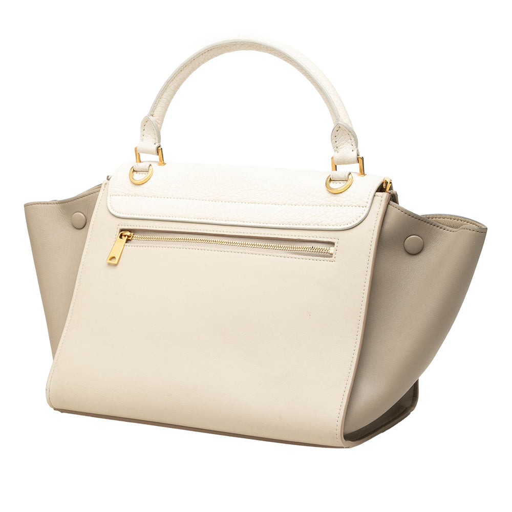 Celine Sac à main Tricolore Trapeze Petit Cuir de veau Marron – vue 2 – GABY PARIS