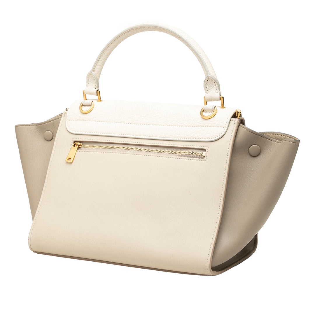 Celine Sac à main Tricolore Trapeze Petit Cuir de veau Marron – vue 2 – GABY PARIS