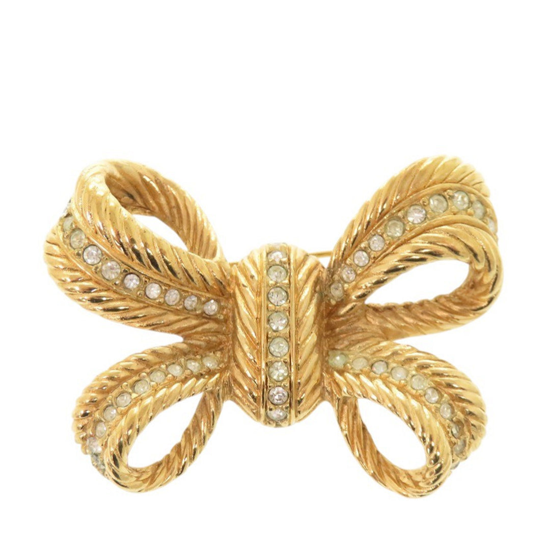 Dior plaqué Strass Bow Broche
