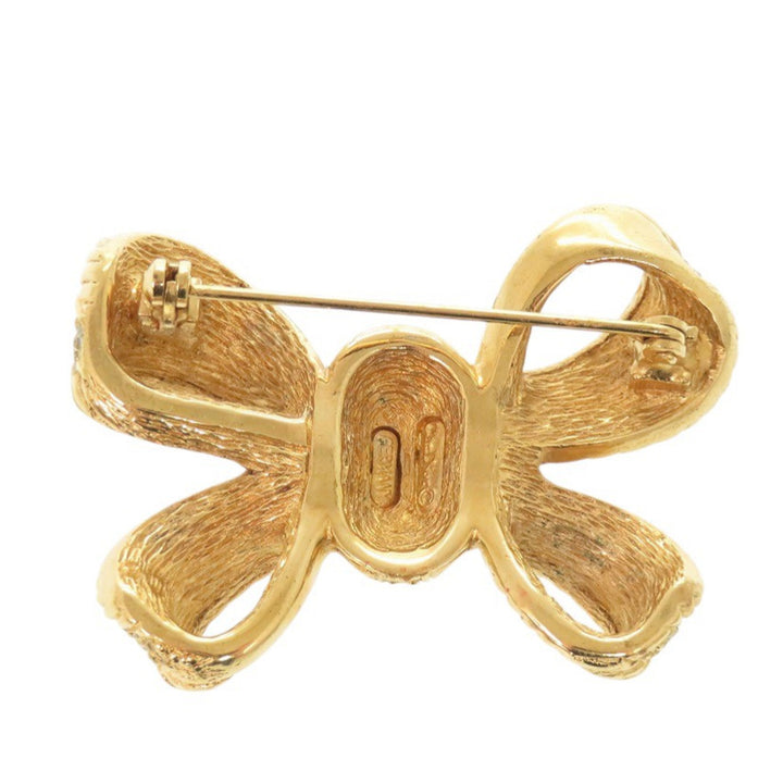 Dior plaqué Strass Bow Broche