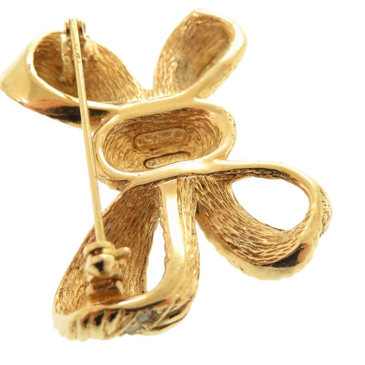 Dior plaqué Strass Bow Broche