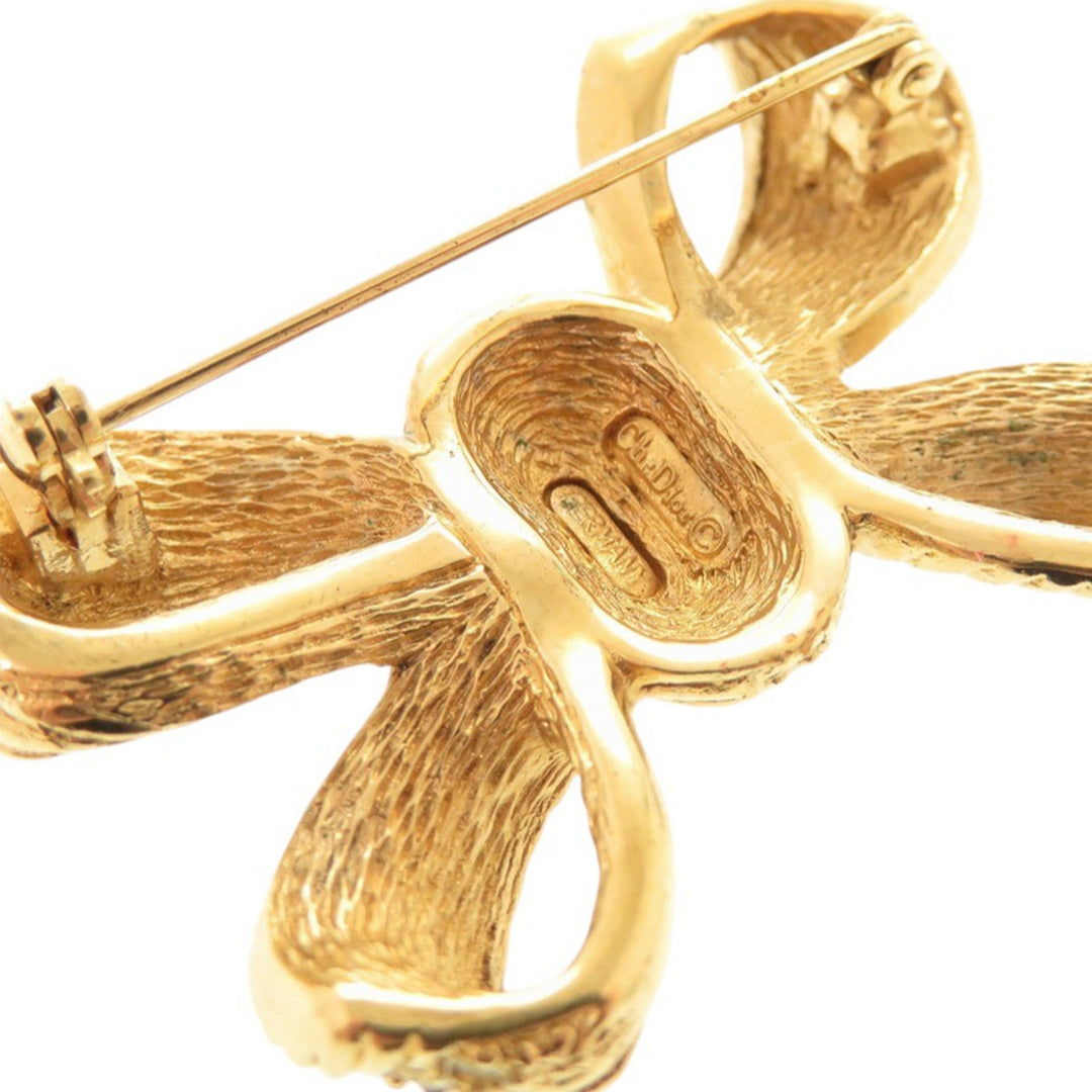 Dior plaqué Strass Bow Broche
