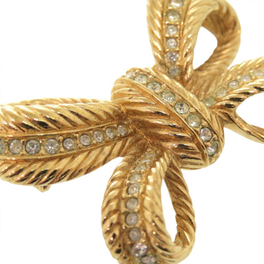 Dior plaqué Strass Bow Broche