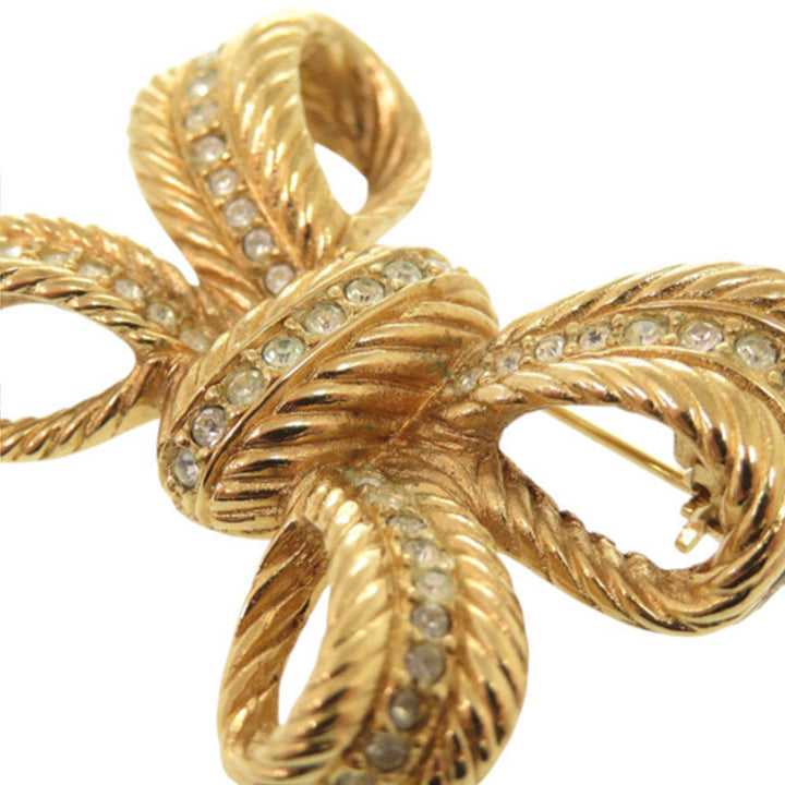 Dior plaqué Strass Bow Broche