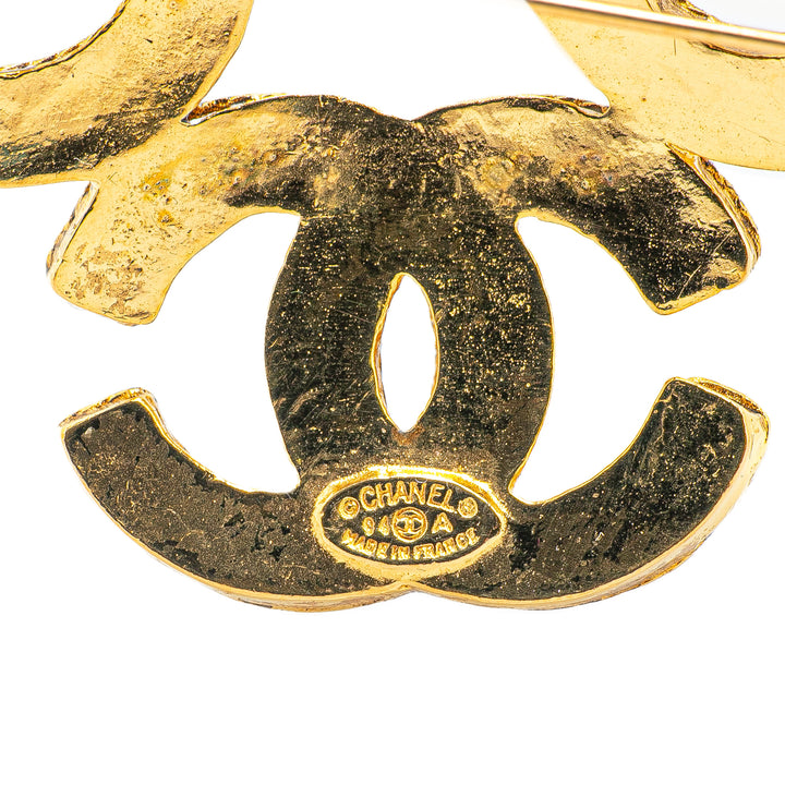 Gold Plated Triple CC Brooch Gold - Gaby Paris