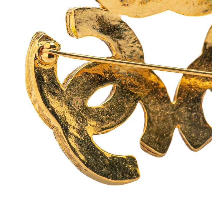Gold Plated Triple CC Brooch Gold - Gaby Paris