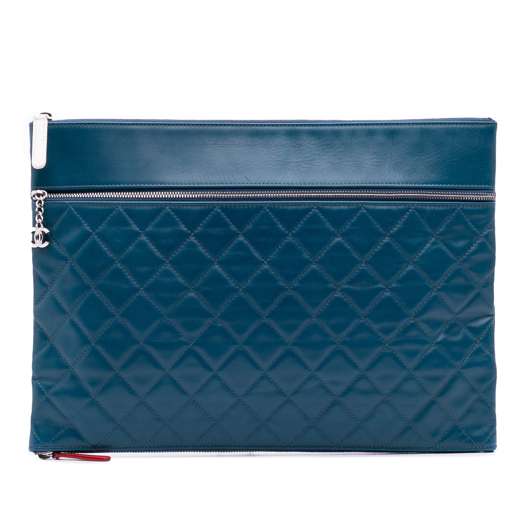 Chanel Matelassé Cuir d’agneau Multi Zip Étui Pochette