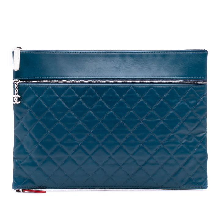 Chanel Matelassé Cuir d’agneau Multi Zip Étui Pochette