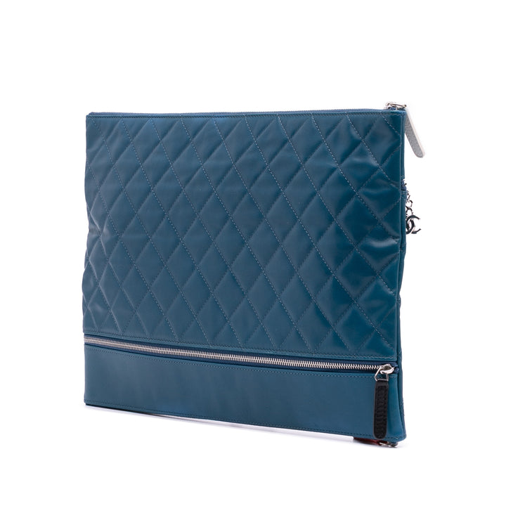Chanel Matelassé Cuir d’agneau Multi Zip Étui Pochette