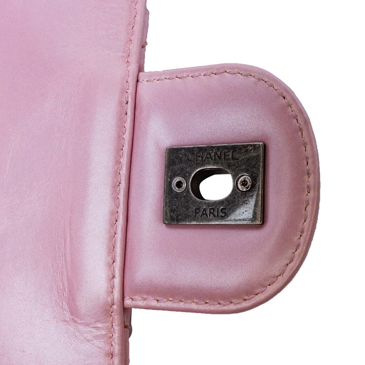 Medium Quilted Metallic Calfskin Coco Pleats Chain Flap Pink - Gaby Paris