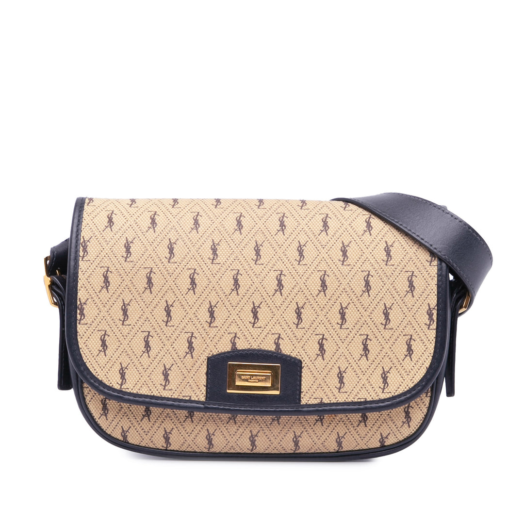 Small Canvas Monogram All Over Crossbody Brown - Gaby Paris