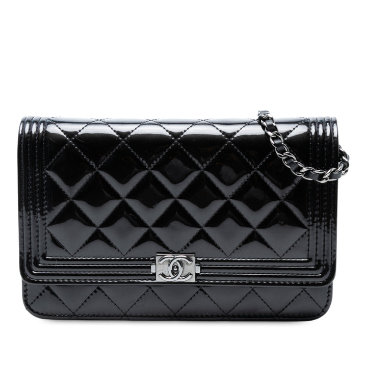 Chanel Matelassé Cuir verni Boy Wallet on Chain