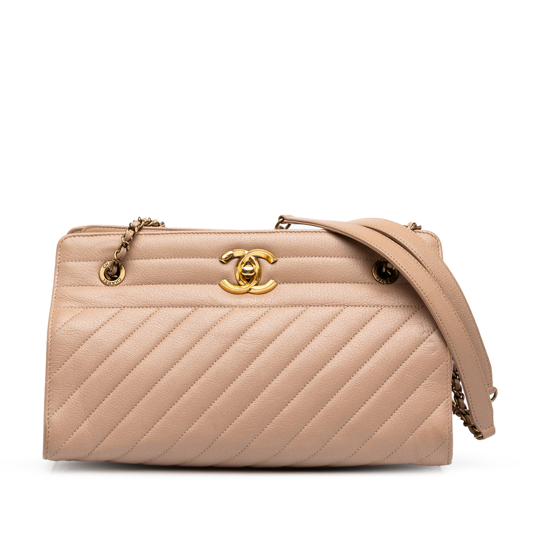 CC Diagonal Matelassé Cabas Cuir de chèvre Beige