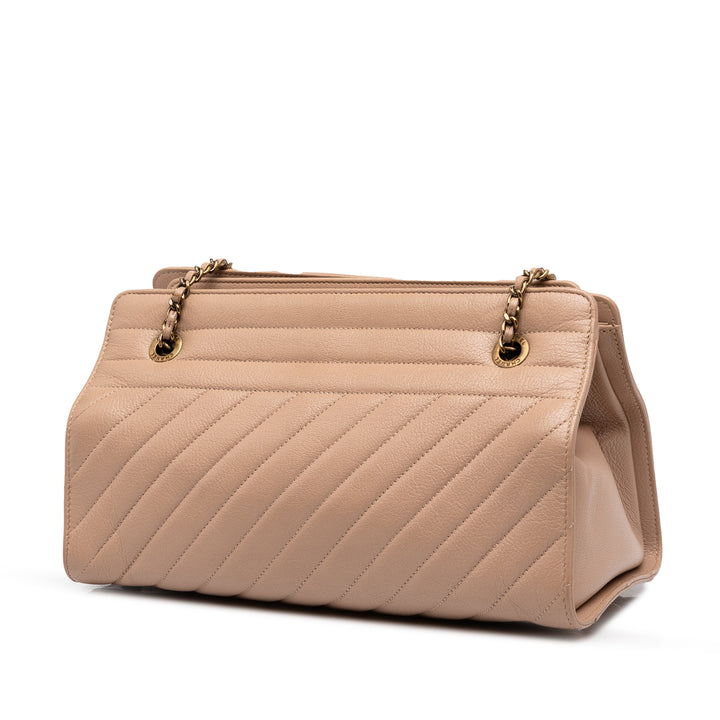 CC Diagonal Matelassé Cabas Cuir de chèvre Beige