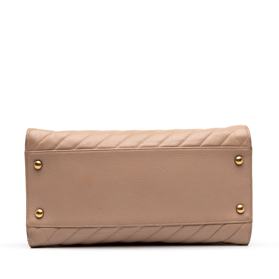 CC Diagonal Matelassé Cabas Cuir de chèvre Beige