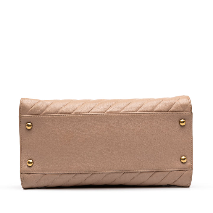 CC Diagonal Matelassé Cabas Cuir de chèvre Beige