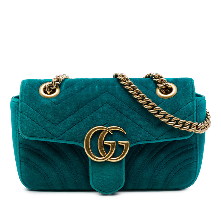 GG Marmont Matelasse Sac Petit Bleu