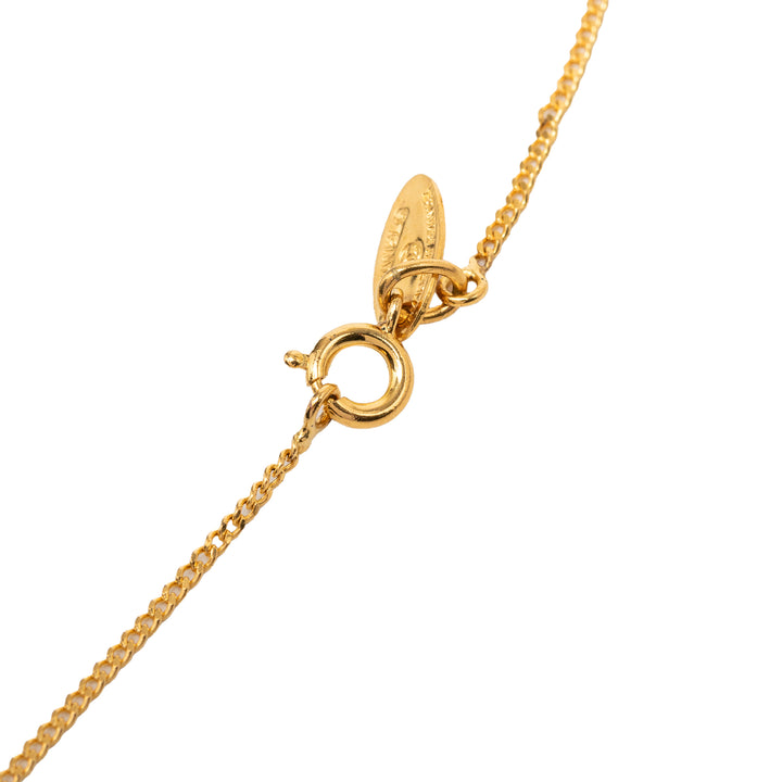 Chanel CC plaqué Strass Rond Pendant Collier Métal