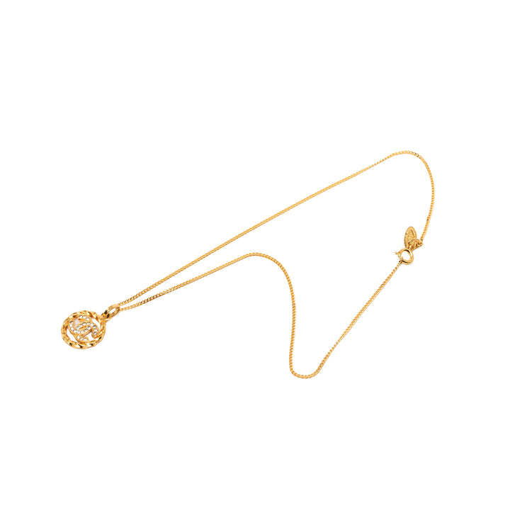 Chanel CC plaqué Strass Rond Pendant Collier Métal