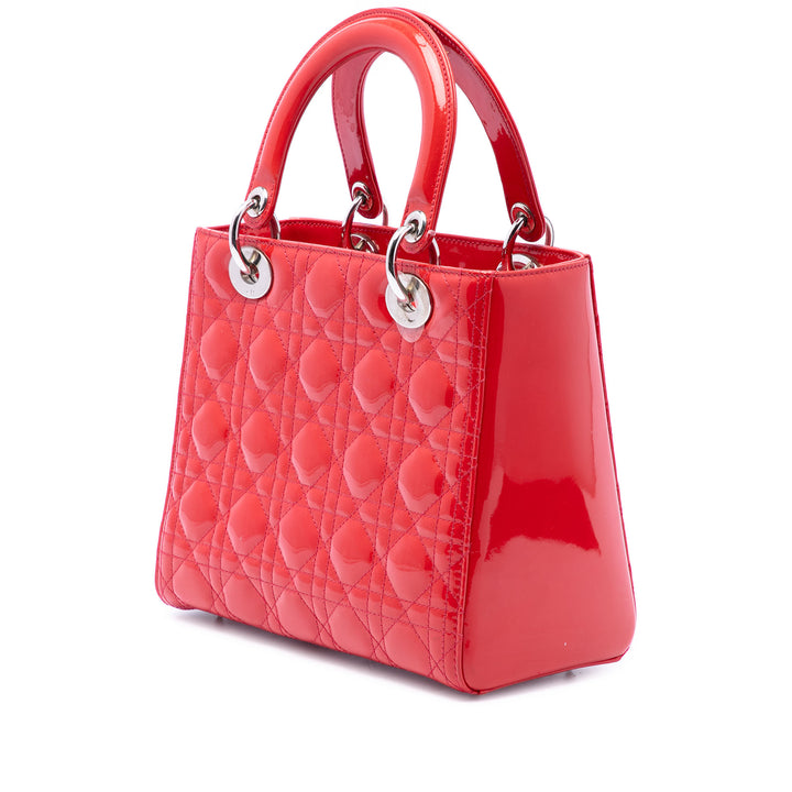 Dior Lady Dior Cannage Moyen Rouge – vue 2 – GABY PARIS